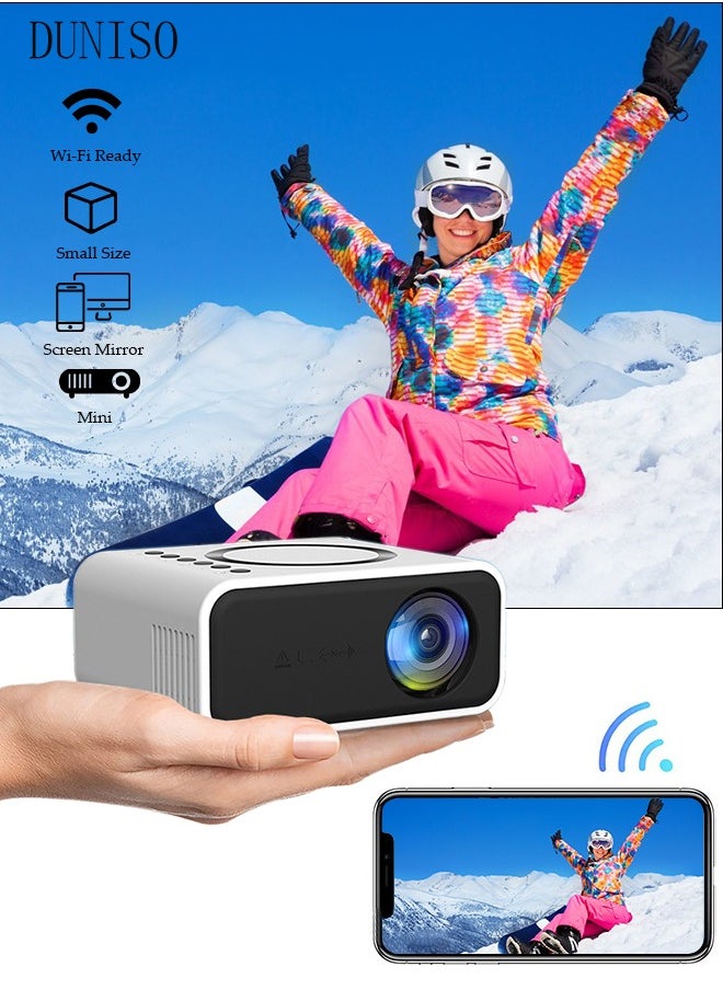 DUNISO Native 240P Projector Mini Portable Projector with 16"-100" Adjustable Screen WiFi, HD Outdoor Projector Compatible with iOS/Android,TV Stick,HDMI,USB  - Image 1
