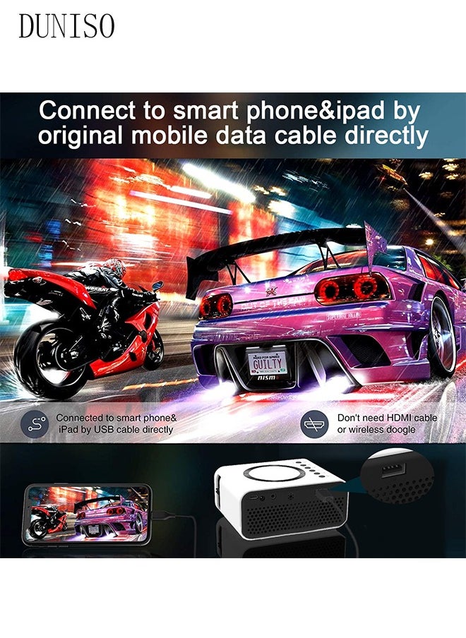 DUNISO - Native 240P Projector Mini Portable Projector with 16"-100" Adjustable Screen WiFi, HD Outdoor Projector Compatible with iOS/Android,TV Stick,HDMI,USB - Image 1