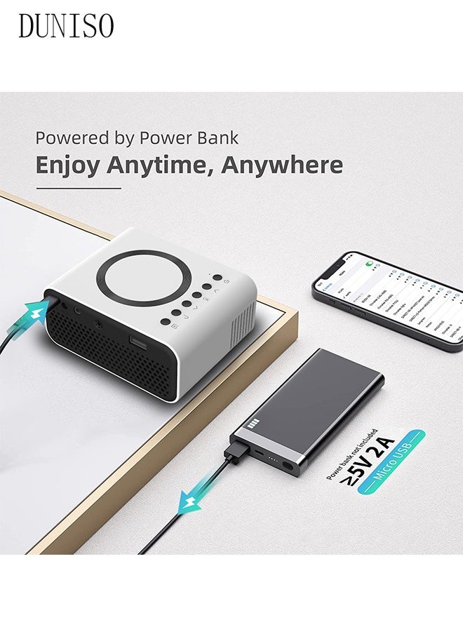 DUNISO - Native 240P Projector Mini Portable Projector with 16"-100" Adjustable Screen WiFi, HD Outdoor Projector Compatible with iOS/Android,TV Stick,HDMI,USB - Image 1