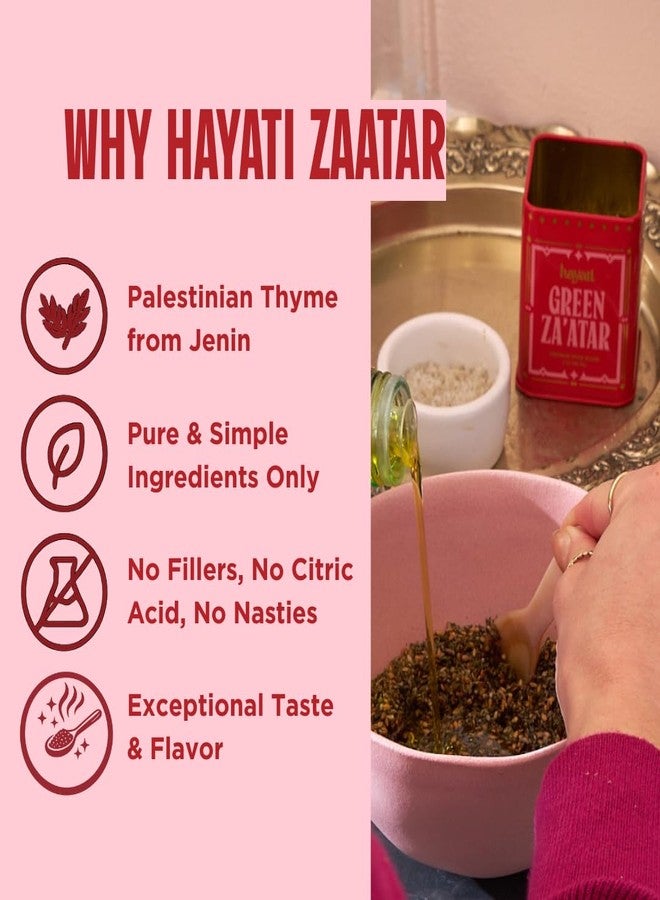 Hayati Palestinian Za’atar (2.5oz Tin) – Premium Thyme, Sesame & Sumac Spice Blend – Authentic Middle Eastern Seasoning for Bread, Eggs, Chicken & Salads - Image 4