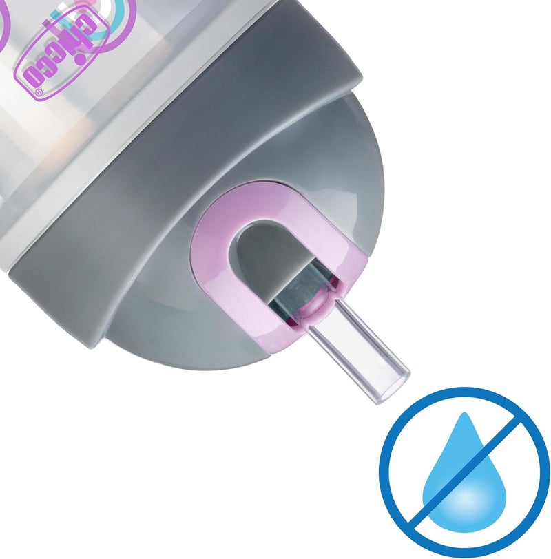 Chicco Double Wall Insulated Flip-Top Sippy Cup with Silicone Straw - 9oz, Rainbow Silver/Purple, 12+ Months - Image 2