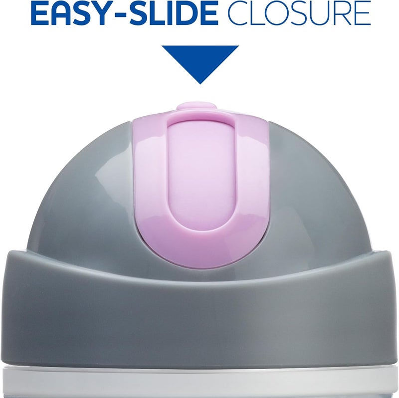 Chicco Double Wall Insulated Flip-Top Sippy Cup with Silicone Straw - 9oz, Rainbow Silver/Purple, 12+ Months - Image 3