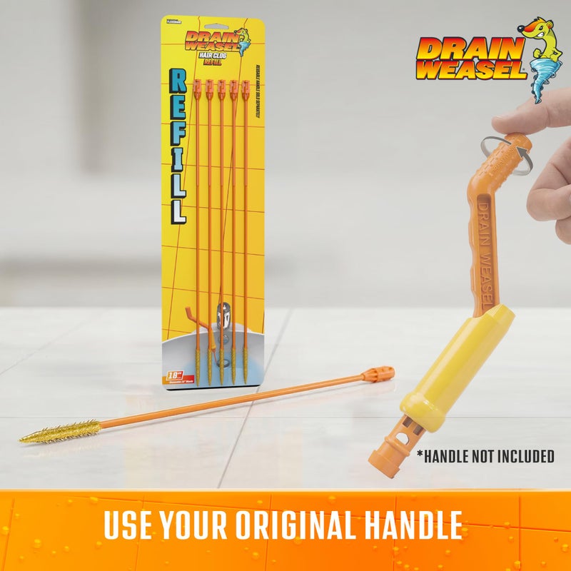 FlexiSnake Drain Weasel Refill - Sink Snake Hair Clog Remover Tool, Sink, Pipe, Bathroom, Bathtub Drain Cleaner, 18-inch Long Flexible Disposable Wands, Made in The USA, 5 Pack - Image 4