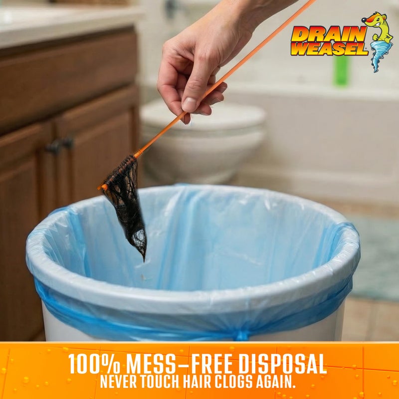 FlexiSnake Drain Weasel Refill - Sink Snake Hair Clog Remover Tool, Sink, Pipe, Bathroom, Bathtub Drain Cleaner, 18-inch Long Flexible Disposable Wands, Made in The USA, 5 Pack - Image 2