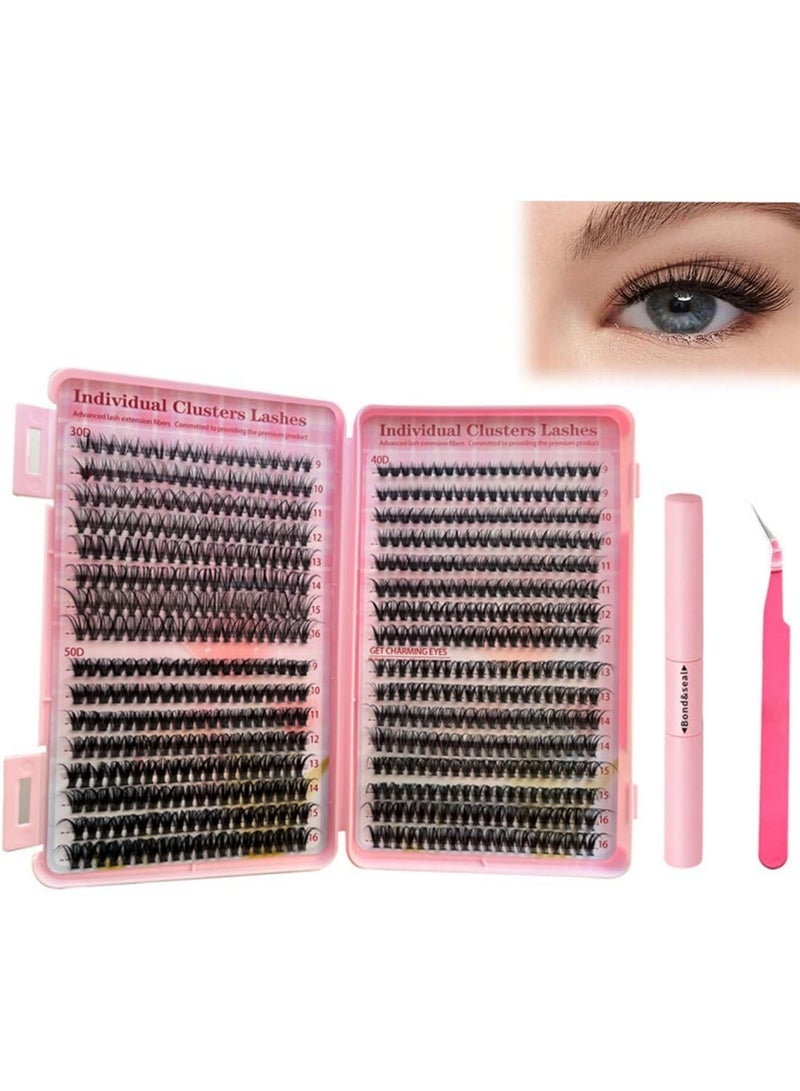 سايكفو طقم رموش اصطناعية مكون من 640 قطعة، طقم رموش D Curl، طقم رموش 30D و40D و50D، طقم رموش اصطناعية مكون من 9-16 مم، مع لاصق وختم وملقط رموش (طقم رموش 30D + 40D + 50D). - Image 1