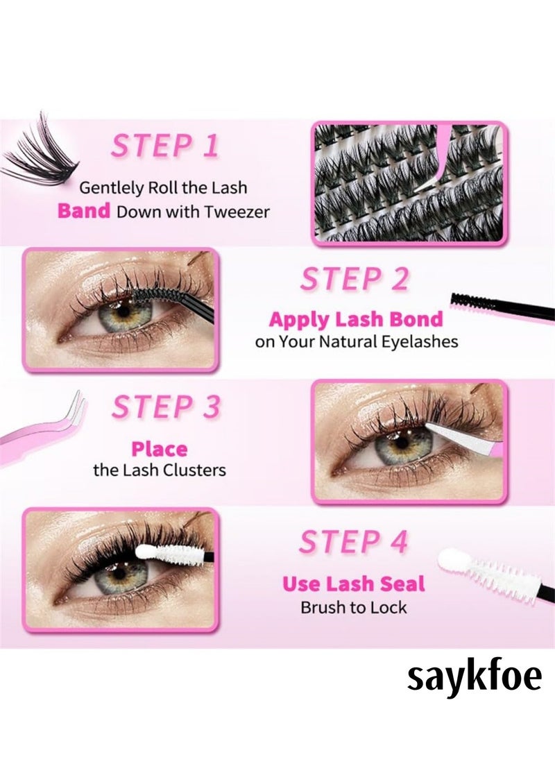 سايكفو طقم رموش اصطناعية مكون من 640 قطعة، طقم رموش D Curl، طقم رموش 30D و40D و50D، طقم رموش اصطناعية مكون من 9-16 مم، مع لاصق وختم وملقط رموش (طقم رموش 30D + 40D + 50D). - Image 3