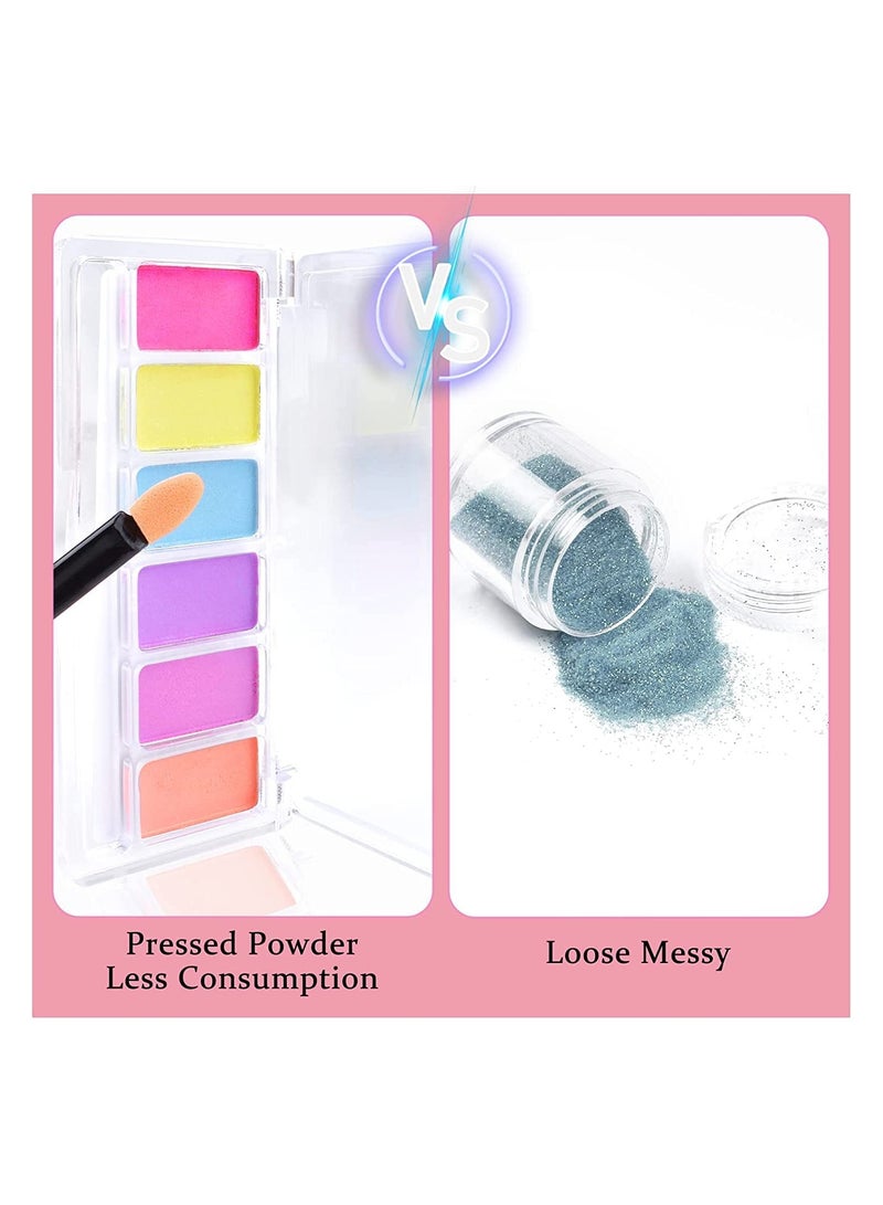 SYOSI Chrome Nail Powder, Mermaid Nail Art Powder Aurora Neon Laser Powder, Holographic Mirror Effect Rainbow Nail Glitter Iridescent Powder for Nails DIY Salon Nail Art Supplies with Eyeshadow Sticks - Image 2