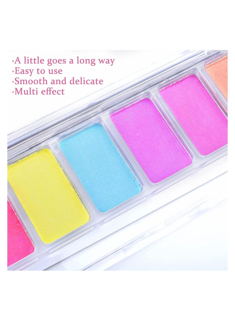 SYOSI Chrome Nail Powder, Mermaid Nail Art Powder Aurora Neon Laser Powder, Holographic Mirror Effect Rainbow Nail Glitter Iridescent Powder for Nails DIY Salon Nail Art Supplies with Eyeshadow Sticks - Image 3