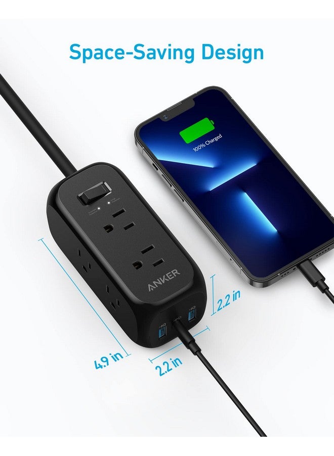 Anker Anker 332 USB C Power Strip Surge Protector(300J),5ft Extension Cord,6 Outlets and 20W Power Delivery for iPhone 15/15 Plus/15 Pro/15 Pro Max, 3-Side Outlet Extender, for Home,Office,TUV Listed(Black)  - Image 1