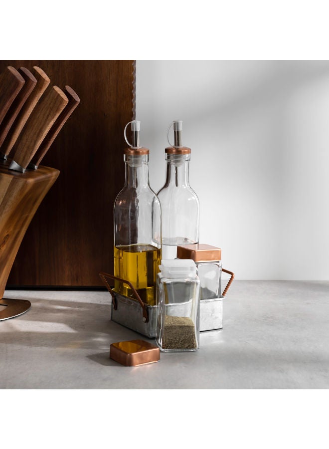 ALBERTO 4Pcs Salad Cruet W/Metal Stand - Image 2