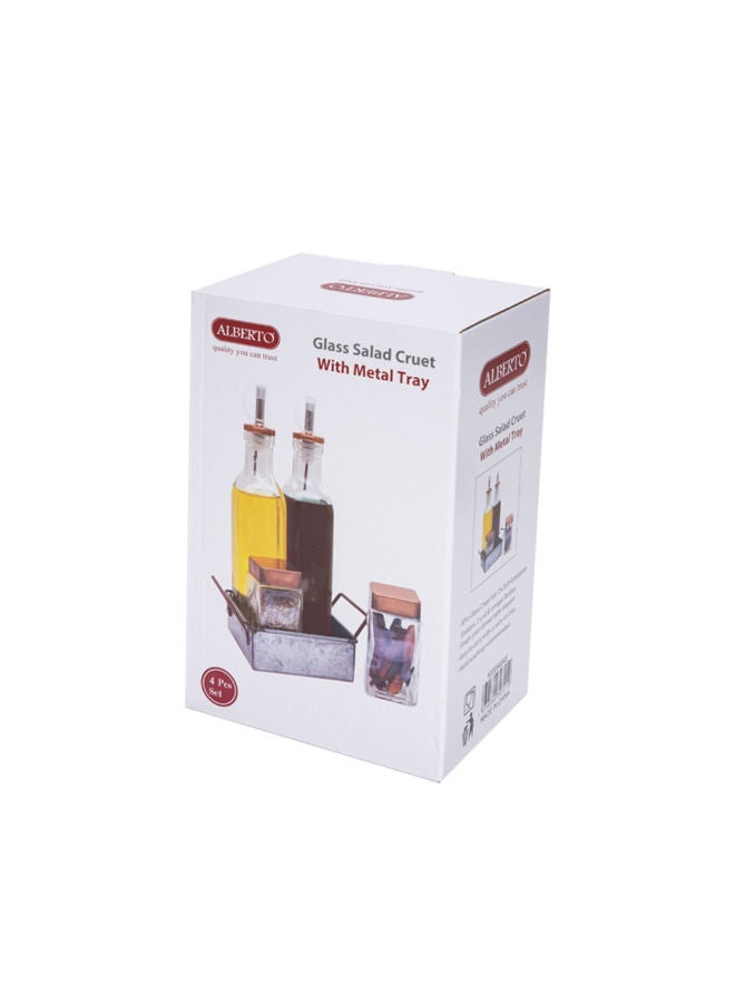 ALBERTO 4Pcs Salad Cruet W/Metal Stand - Image 4