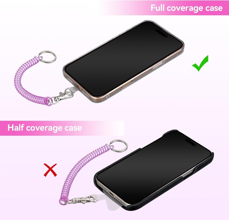 Doormoon Phone Lanyard Leash with 4 Patch, 2* Phone Tether, 4* Phone Tether Tab, 1* Carabiner for Climbing Outdoor Hiking Cycling Skiing Compatible for Smartphones Keys, PearlWhite; PearlPurple - Image 5