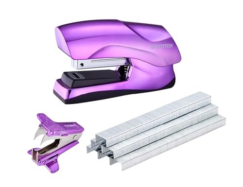 Bostitch Office Heavy Duty 40 Sheet Stapler with 1250 Staples Claw Remover Small Stapler Size Fits into The Palm of Your Hand Value Pack Metallic Purple B175PURPLEMVP - Image 1