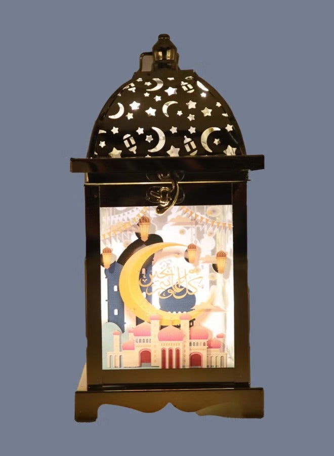 رمضان فانوس رمضان الديكور ضوء عيد الديكور فانوس مصباح للاستخدام الداخلي والخارجي مع المتكلم الموسيقى الإسلامية اللعب - Image 1