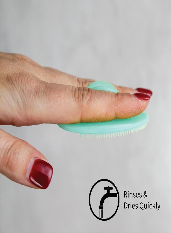 S&T INC. Exfoliating and Massaging Cradle Cap Bath Brushes for Baby, Silicone - 2 Inch x 2.5 Inch, Grey and Teal, 2 Pack - Image 4