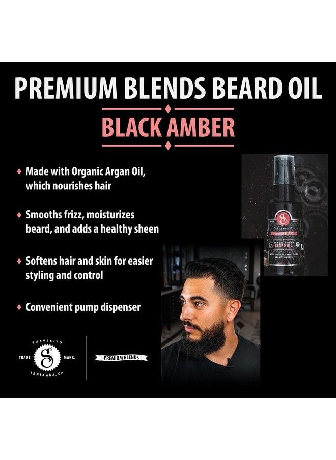 SUAVECITO Premium Blends Beard Oil Leavein Beard Conditioner For Softening Hair Hydrating Skin Eliminating Beard Dandruff Healthy Beard Growth Black Amber Fragrance 1 Oz  - Image 4