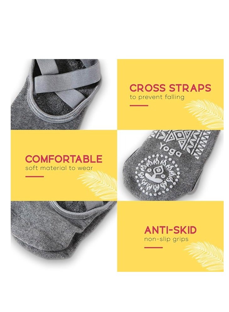 Cool Baby Style Yoga Socks for Women Non-Slip Anti-slip Grips with Straps Pilates Ballet Dance Socks - Image 4