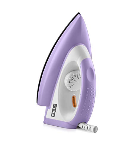 USHA Armor 1100 watts Dry Iron with Shock Proof Plastic Body | Single Coat Black Non Stick Soleplate for Longer Durability|Overheat Safety Shutoff |180° Swivel Cord | 2 Years Warranty|(Purple & White) - Image 1