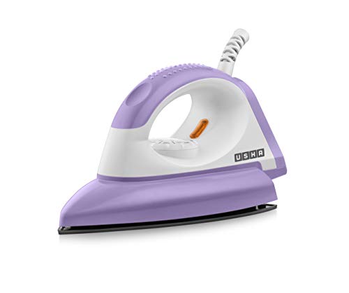 USHA Armor 1100 watts Dry Iron with Shock Proof Plastic Body | Single Coat Black Non Stick Soleplate for Longer Durability|Overheat Safety Shutoff |180° Swivel Cord | 2 Years Warranty|(Purple & White) - Image 3