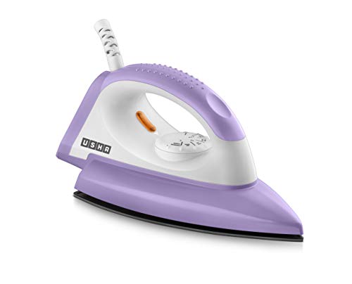 USHA Armor 1100 watts Dry Iron with Shock Proof Plastic Body | Single Coat Black Non Stick Soleplate for Longer Durability|Overheat Safety Shutoff |180° Swivel Cord | 2 Years Warranty|(Purple & White) - Image 4