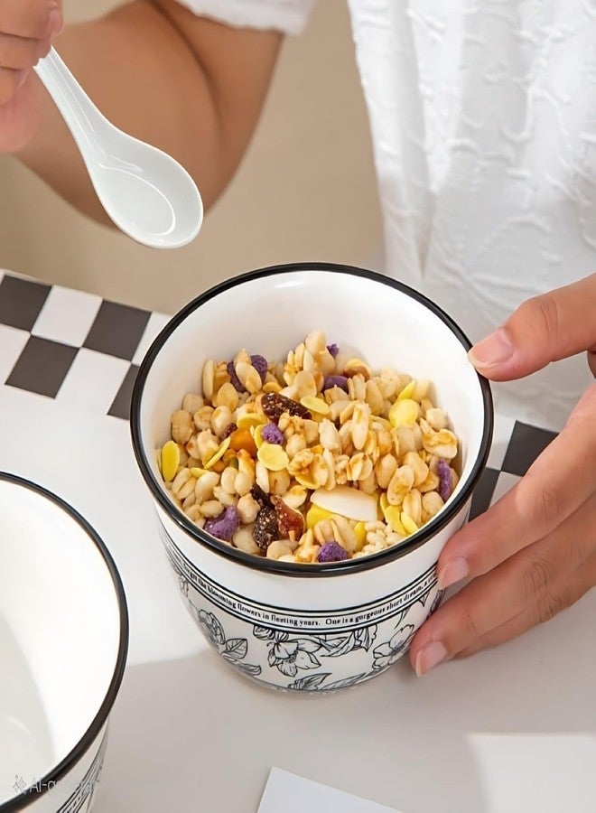 ONICORN Ceramic Bowl Set with Gift Box - 2-Piece Porcelain Bowls with Floral Print - Premium Elegant Dinnerware for Ramen, Soup, Rice, Pasta - for Home & Kitchen (Floral Printed Black, Pack of 2) - Image 5
