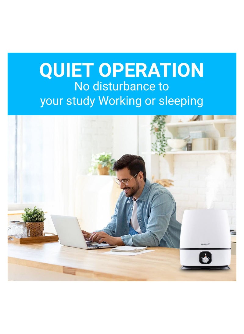 Humidifier for Bedroom 6L, Cool Mist Humidifier with Fragrance Oil Diffuser, Super Quiet 35db Humidifiers, Filterless Humidifier ideal for Babies & Kids, Lasts 50 Hours