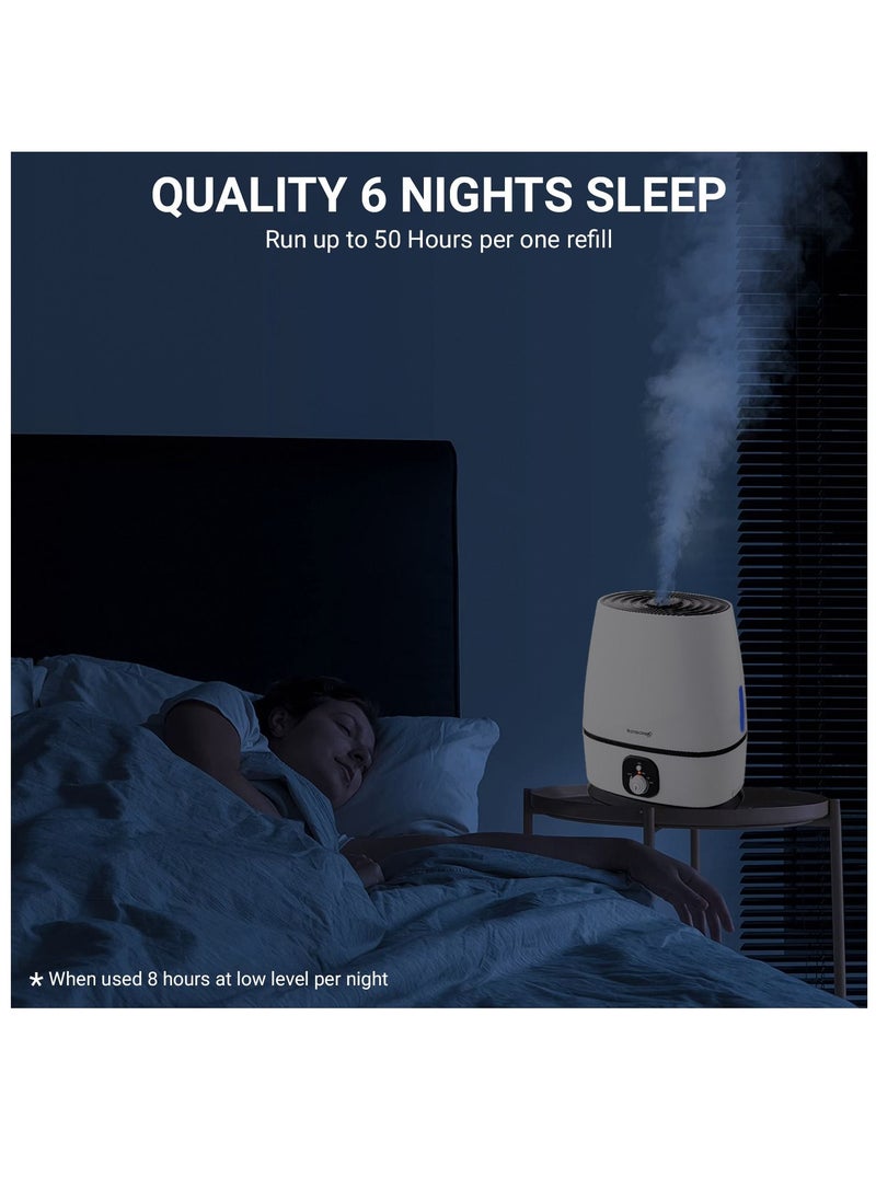 Humidifier for Bedroom 6L, Cool Mist Humidifier with Fragrance Oil Diffuser, Super Quiet 35db Humidifiers, Filterless Humidifier ideal for Babies & Kids, Lasts 50 Hours