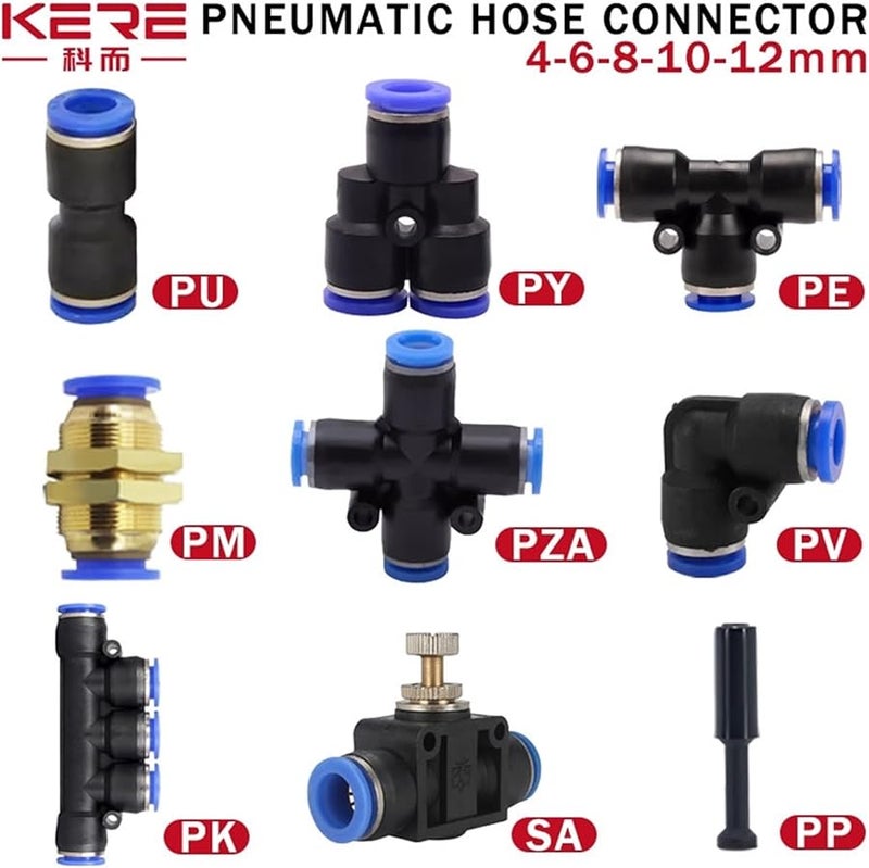 مشابك هوائية سريعة التوصيل 100 قطعة موصل أنبوب 10 مم لون PK - Image 3