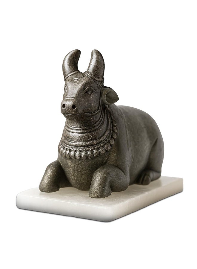 Studd Muffyn | Pyrite Nandi Ji on Selenite Base | Spiritual Energy | Abundance Magnet | Energy Cleanser | Divine Protection | Sacred Décor - Image 1