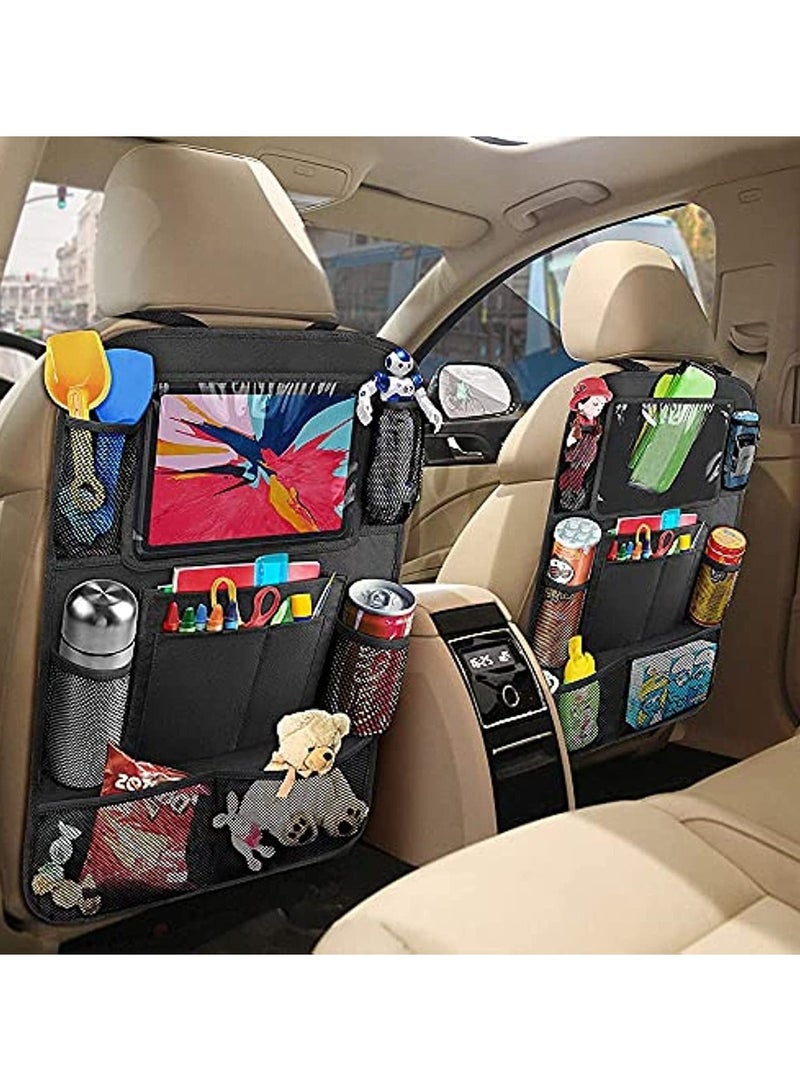 Car Backseat Organizer Car Backseat Organizer for Kids Kick Mats Travel Accessories Waterproof Durable with 10" Tablet Holder 9 Storage Pockets for Toys Drinks Books (2 Pack) - Image 4