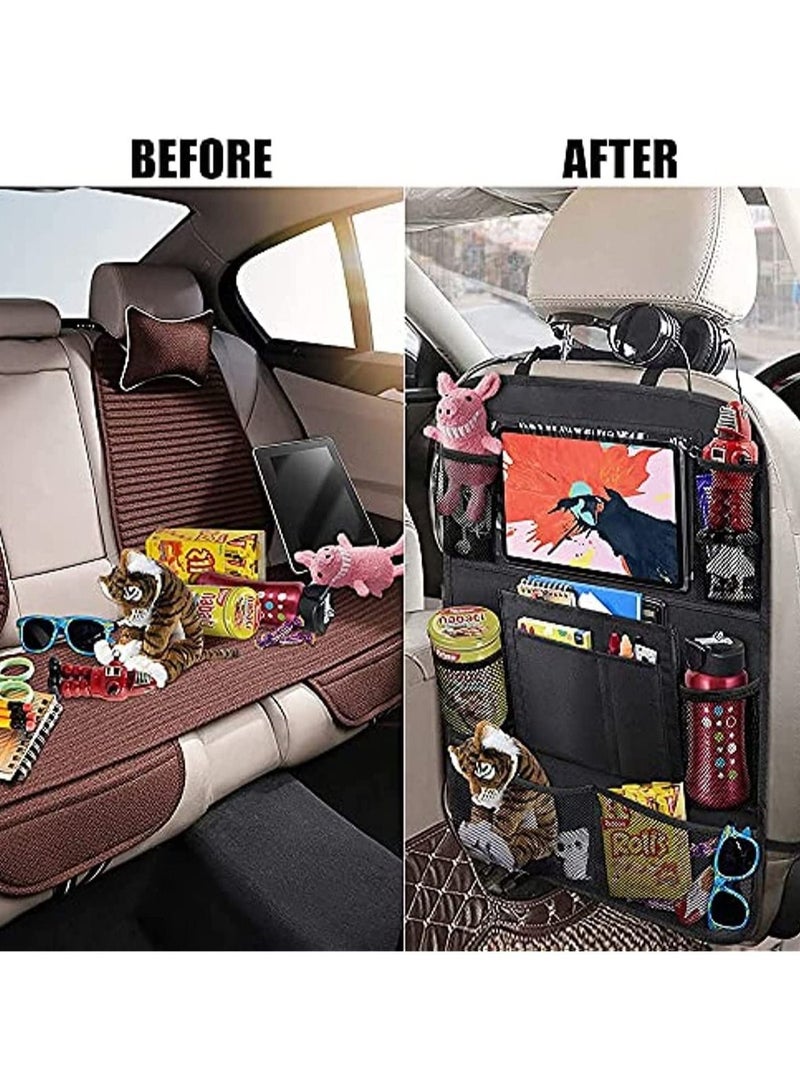Car Backseat Organizer Car Backseat Organizer for Kids Kick Mats Travel Accessories Waterproof Durable with 10" Tablet Holder 9 Storage Pockets for Toys Drinks Books (2 Pack) - Image 2