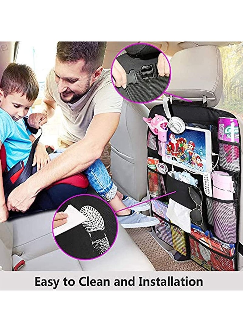 Car Backseat Organizer Car Backseat Organizer for Kids Kick Mats Travel Accessories Waterproof Durable with 10" Tablet Holder 9 Storage Pockets for Toys Drinks Books (2 Pack) - Image 3
