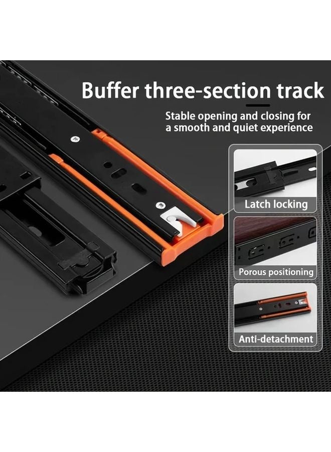 Black Steel Bumper Drawer Slides 2 Piece Set 35 cm Full Extension High Load Bearing - Image 3