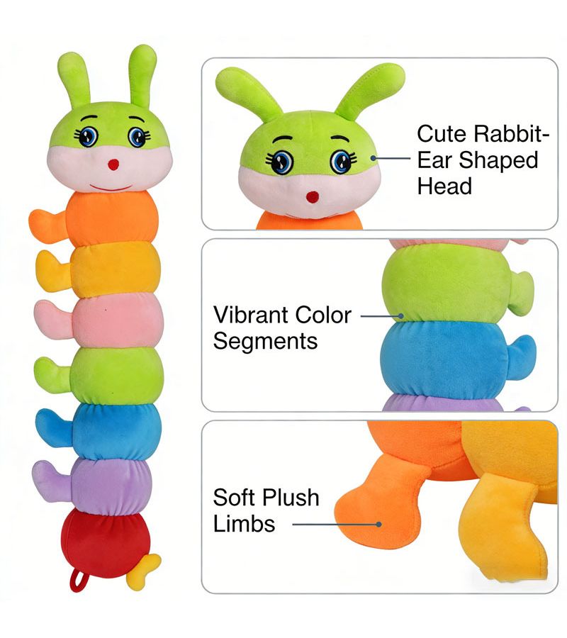 21 Inch Colored Caterpillar Plush Toy Soft Pillow For Room Decor Hug Gift - Image 4