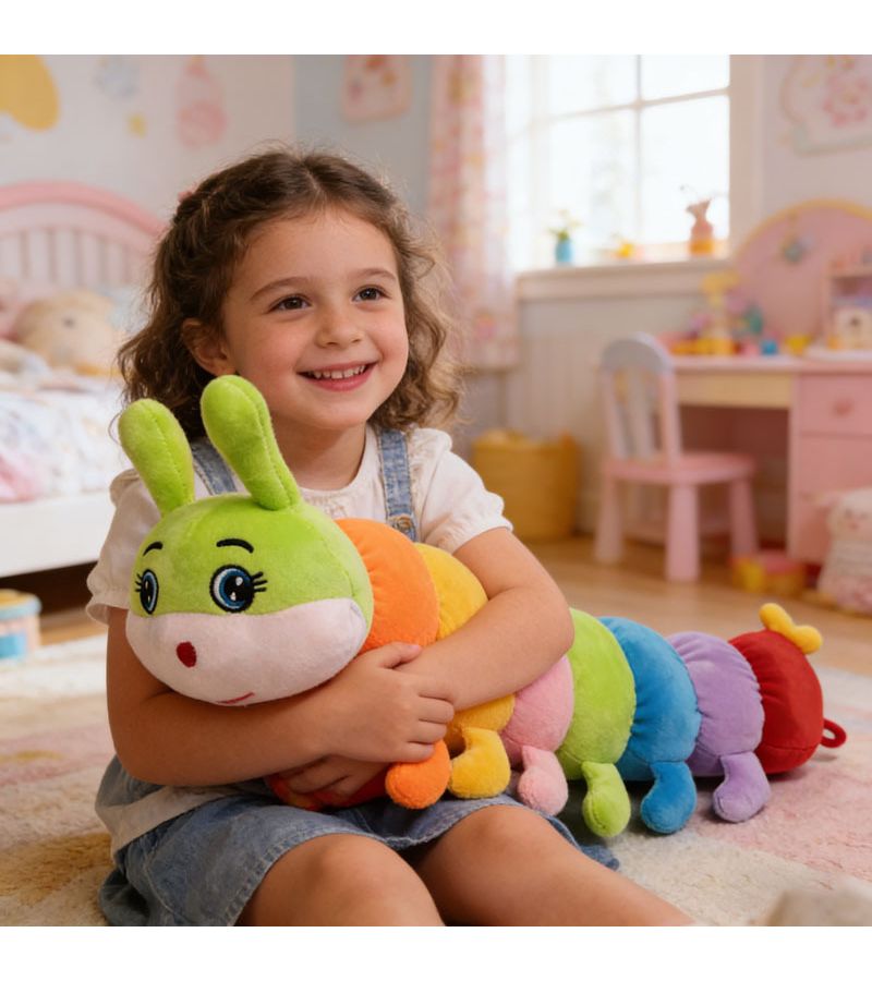 21 Inch Colored Caterpillar Plush Toy Soft Pillow For Room Decor Hug Gift - Image 1
