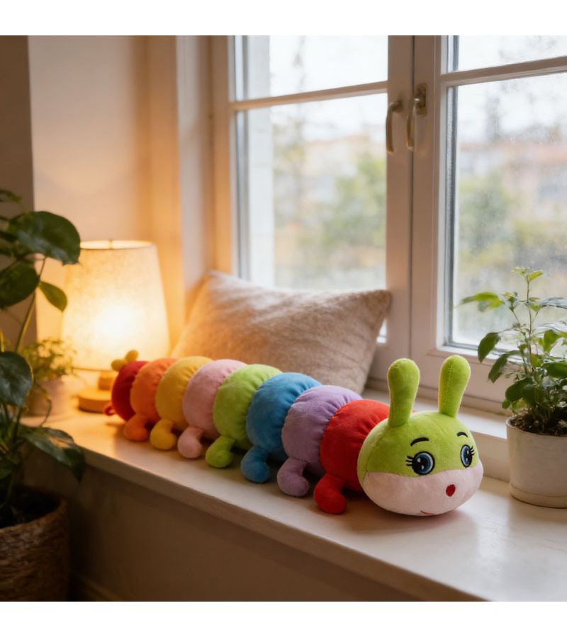 21 Inch Colored Caterpillar Plush Toy Soft Pillow For Room Decor Hug Gift - Image 3