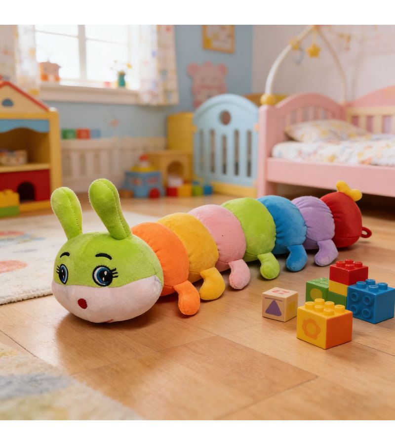 21 Inch Colored Caterpillar Plush Toy Soft Pillow For Room Decor Hug Gift - Image 5
