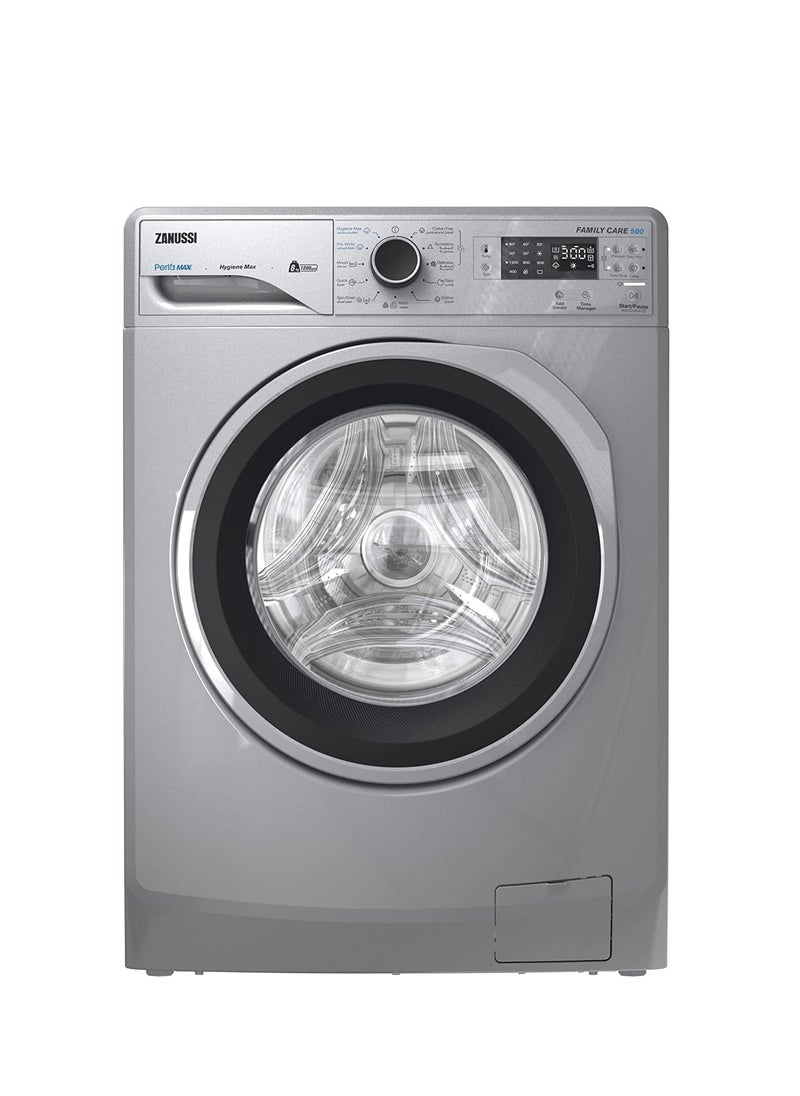 ZANUSSI Perla max Washing Machine, 8 Kg- 1200 RPM - Silver - ZWF8240SX5 