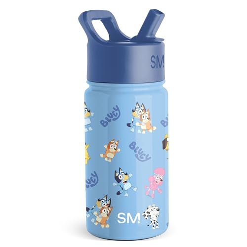 Simple Modern Bluey Kids Water Bottle with Straw Lid 14oz Insulated Stainless Steel Kids Tumbler Spill Proof Toddler Cup for School Girls Boys Summit Bluetastic Day - Image 1