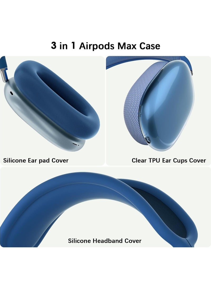 AROAQ - Clear Soft TPU Airpod Max Ear Cover, Silicone Cases Suitable for Apple AirPods Max 3-in-1 Headphones Anti-Scratch Ear Cups Cover Headband Cover and Ear Pad Protector Case Skin Accessories - Image 1