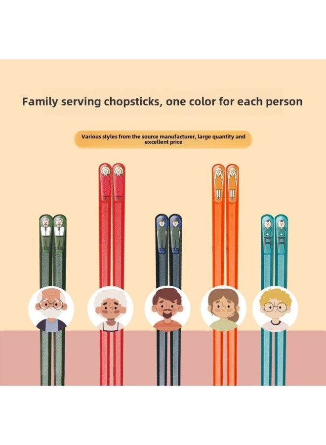 High-grade High Temperature Resistant Meal Chopsticks Characters Non-slip Mildew-proof Household Chopsticks Alloy Chopsticks Net Red Wholesale Manufacturers-Color:Nail Chopsticks-suction Card 5 Pairs [landscape]]  - Image 2