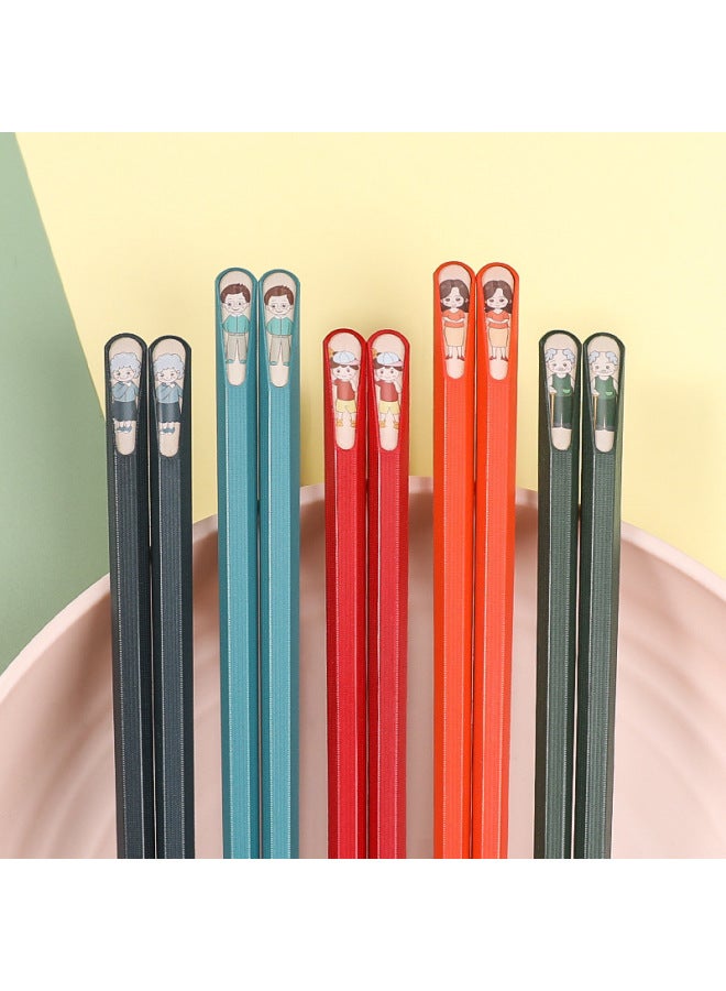 High-grade High Temperature Resistant Meal Chopsticks Characters Non-slip Mildew-proof Household Chopsticks Alloy Chopsticks Net Red Wholesale Manufacturers-Color:Nail Chopsticks-suction Card 5 Pairs [landscape]]  - Image 3