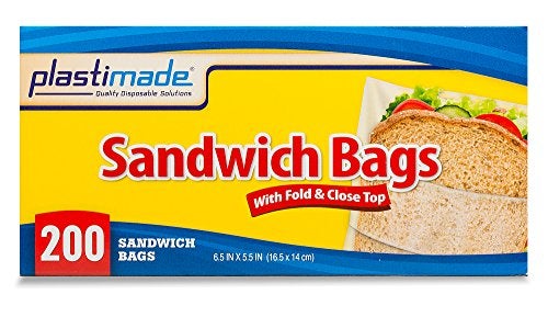 Plastimade Disposable Plastic Sandwich Bags With Fold Close Top 200 Bags, Great For Home, Office, Vacation, Traveling, Sandwich, Fruits, Nuts, Cake, Cookies, Or Any Snacks (1 Pack) - Image 2