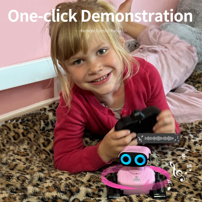 GILOBABY GILOBABY Robot Toys, Remote Control Robot Toy, RC Robots for Kids with LED Eyes, Flexible Head & Arms, Dance Moves and Music, Birthday Gifts for Girls Age 3+ Years (Pink)  - Image 2