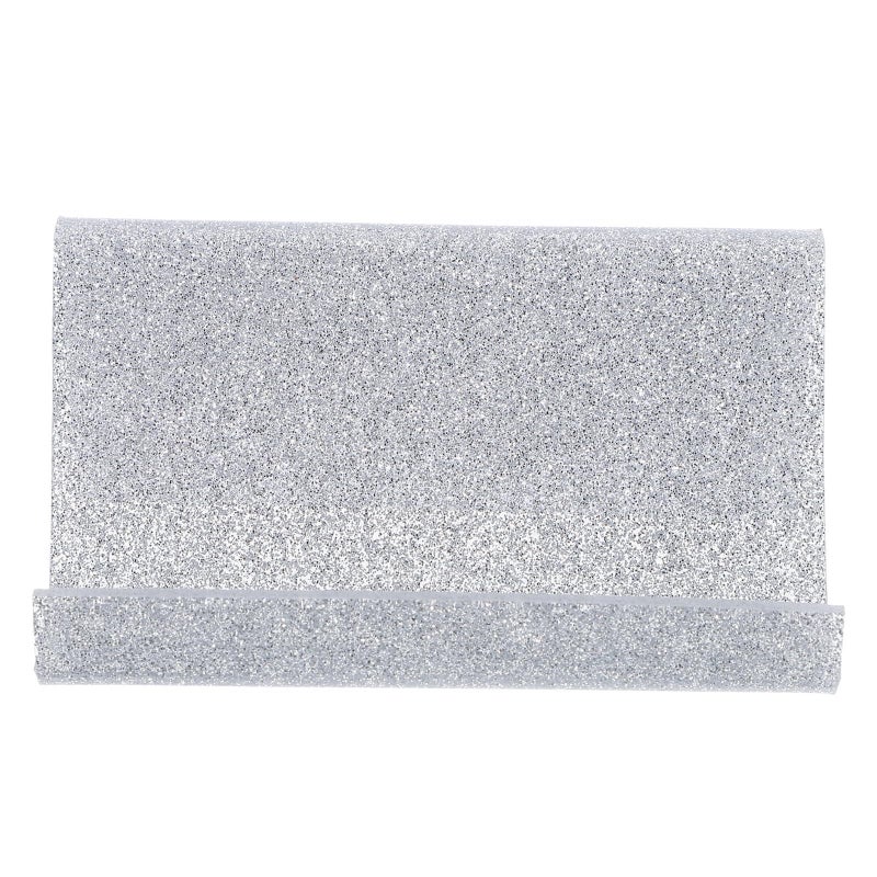 Acrylic Business Card Holder Desktop Silver Glitter Name Card Stand Office - Image 2