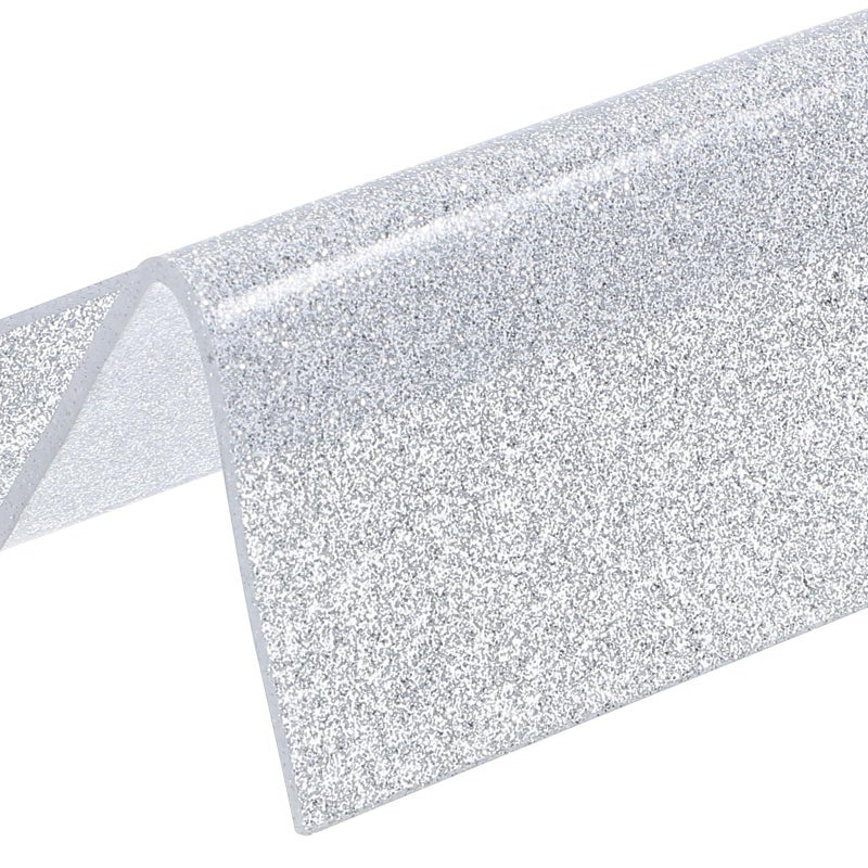 Acrylic Business Card Holder Desktop Silver Glitter Name Card Stand Office - Image 4