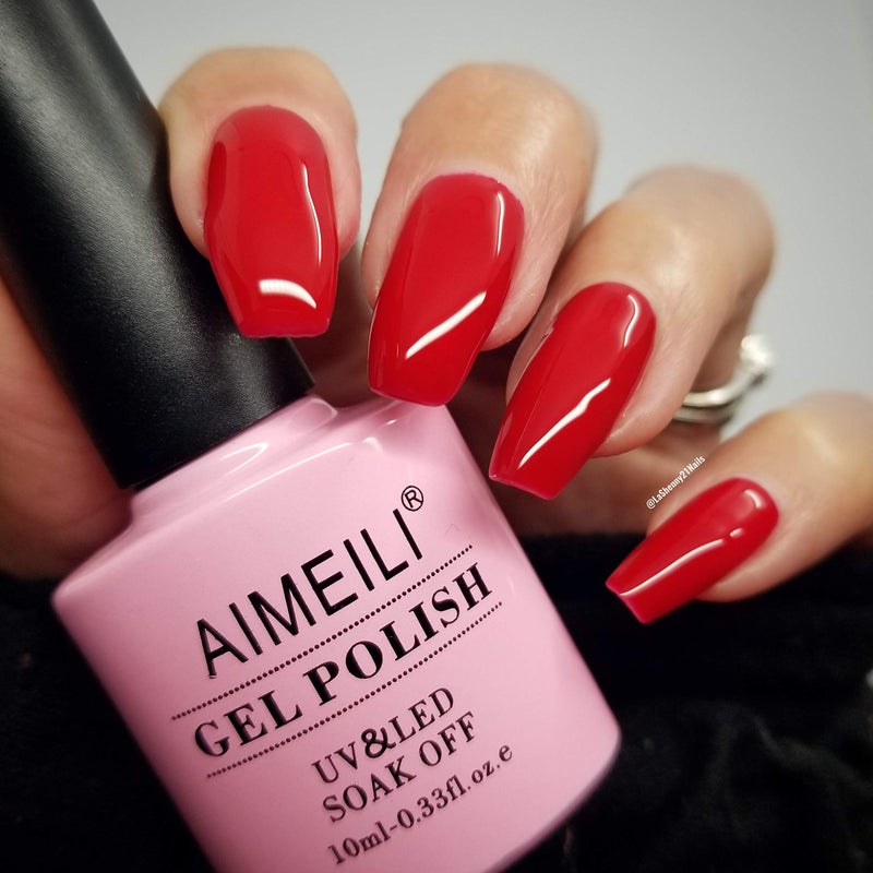 AIMEILI Soak Off U V LED Hema Free Red Gel Nail Polish Cruelty Free Vegan Gel Polish - Pillar Box Red (064) 10ml - Image 2