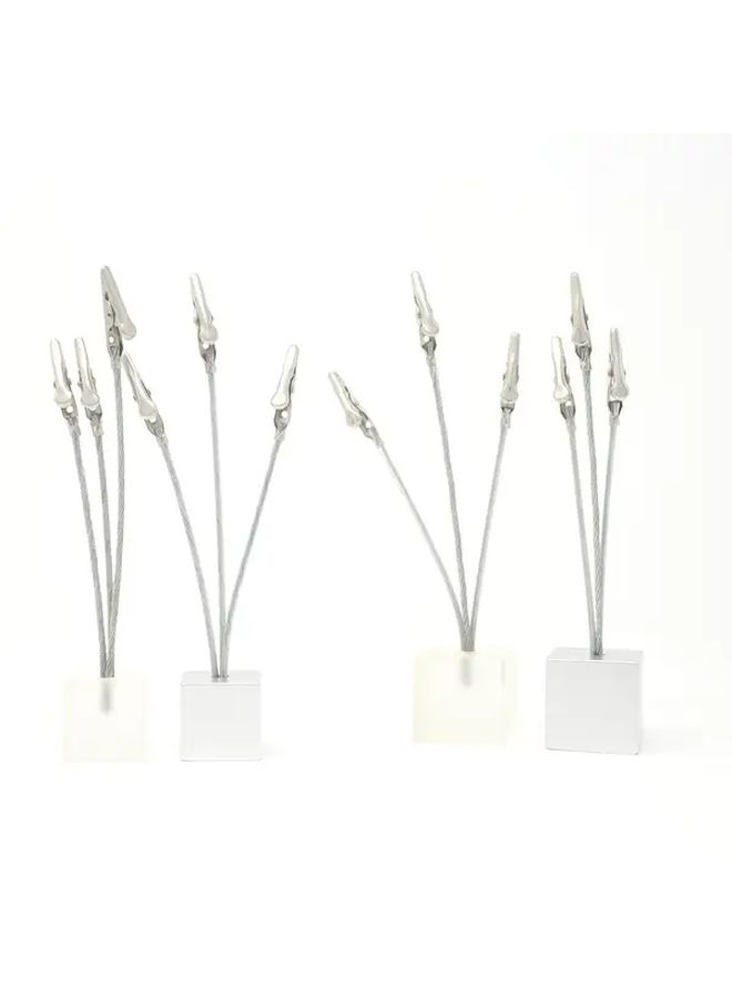 Silvery Metal Alligator Clip Memo Holders 2pcs Desk Organizer For Notes Photos Cards - Image 3