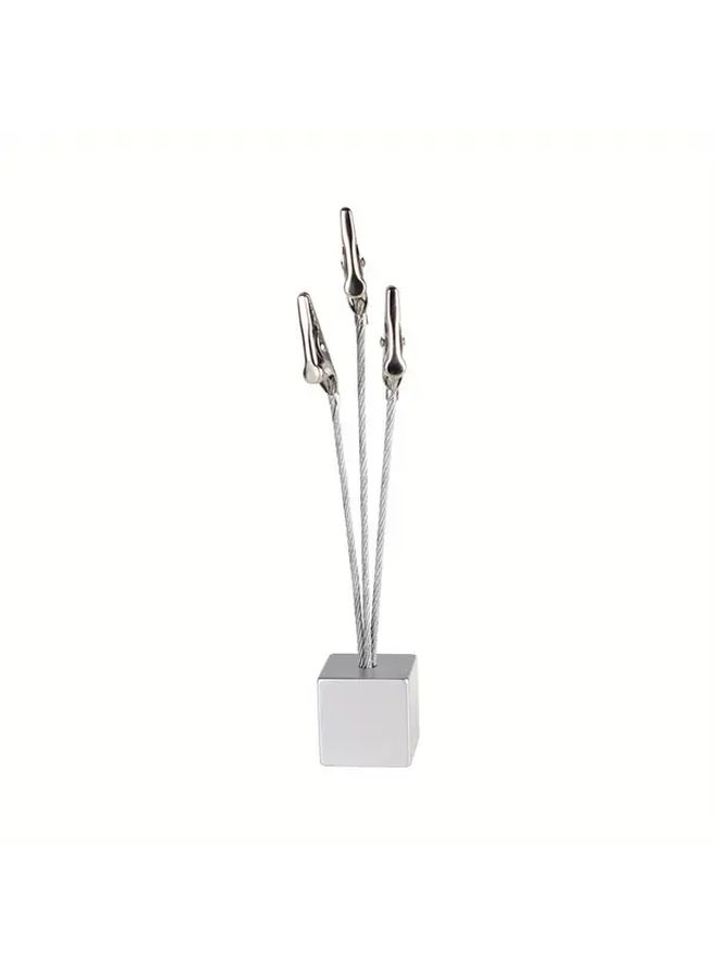 Silvery Metal Alligator Clip Memo Holders 2pcs Desk Organizer For Notes Photos Cards - Image 5