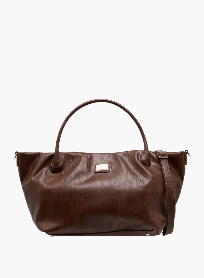 Flora Bella By Shoexpress Textured Tote Bag with Double Handle and Detachable Shoulder Strap